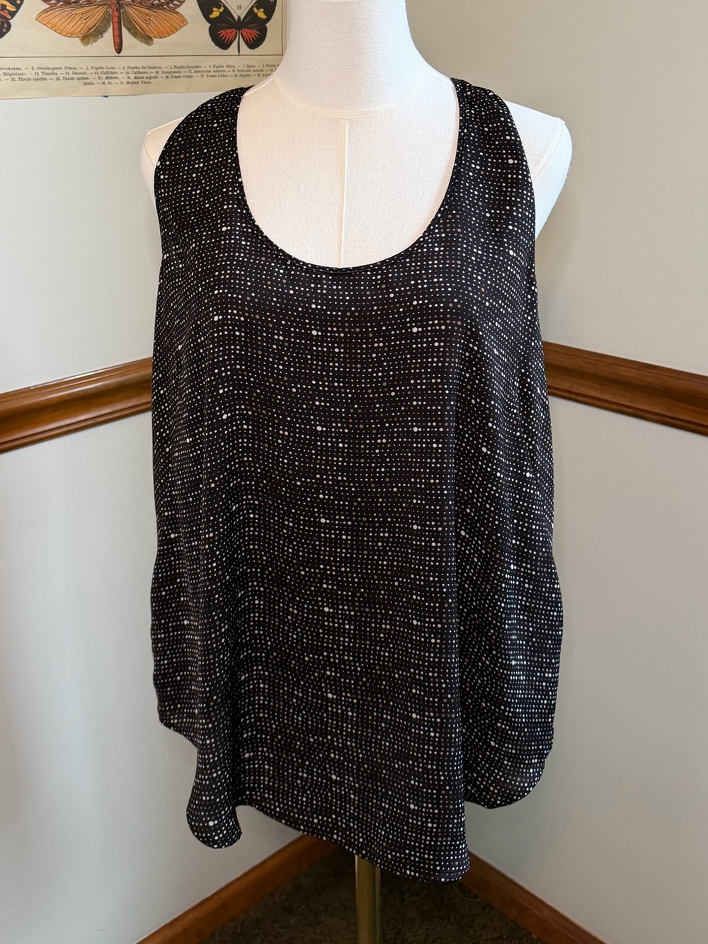 French Connection Black Speckle Scoop Neck Tank